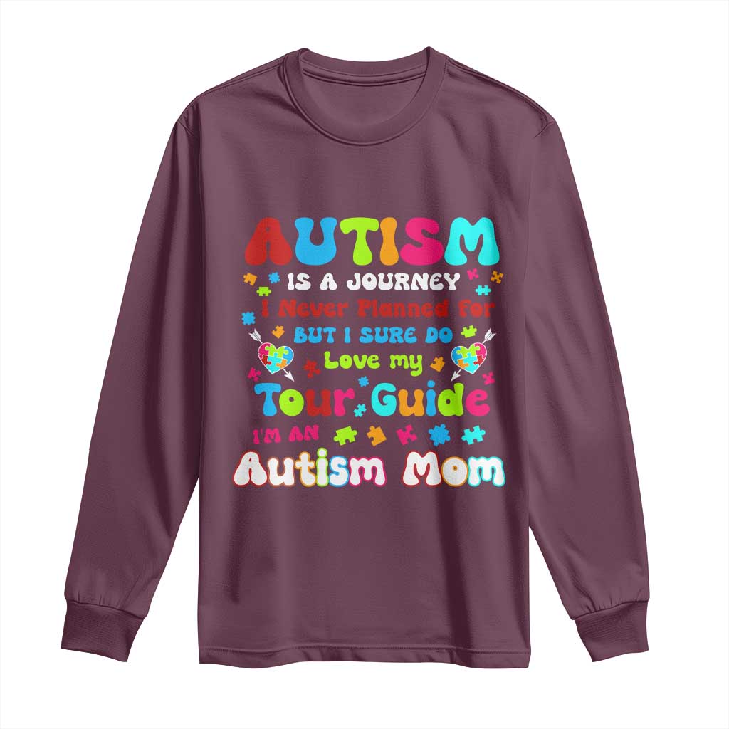 Autism Mom's Journey Long Sleeve Shirt TS10 Maroon Print Your Wear