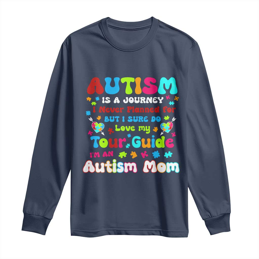 Autism Mom's Journey Long Sleeve Shirt TS10 Navy Print Your Wear