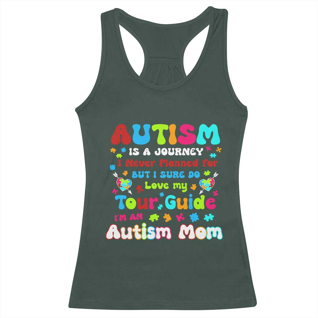 Autism Mom's Journey Racerback Tank Top TS10 Dark Forest Green Print Your Wear