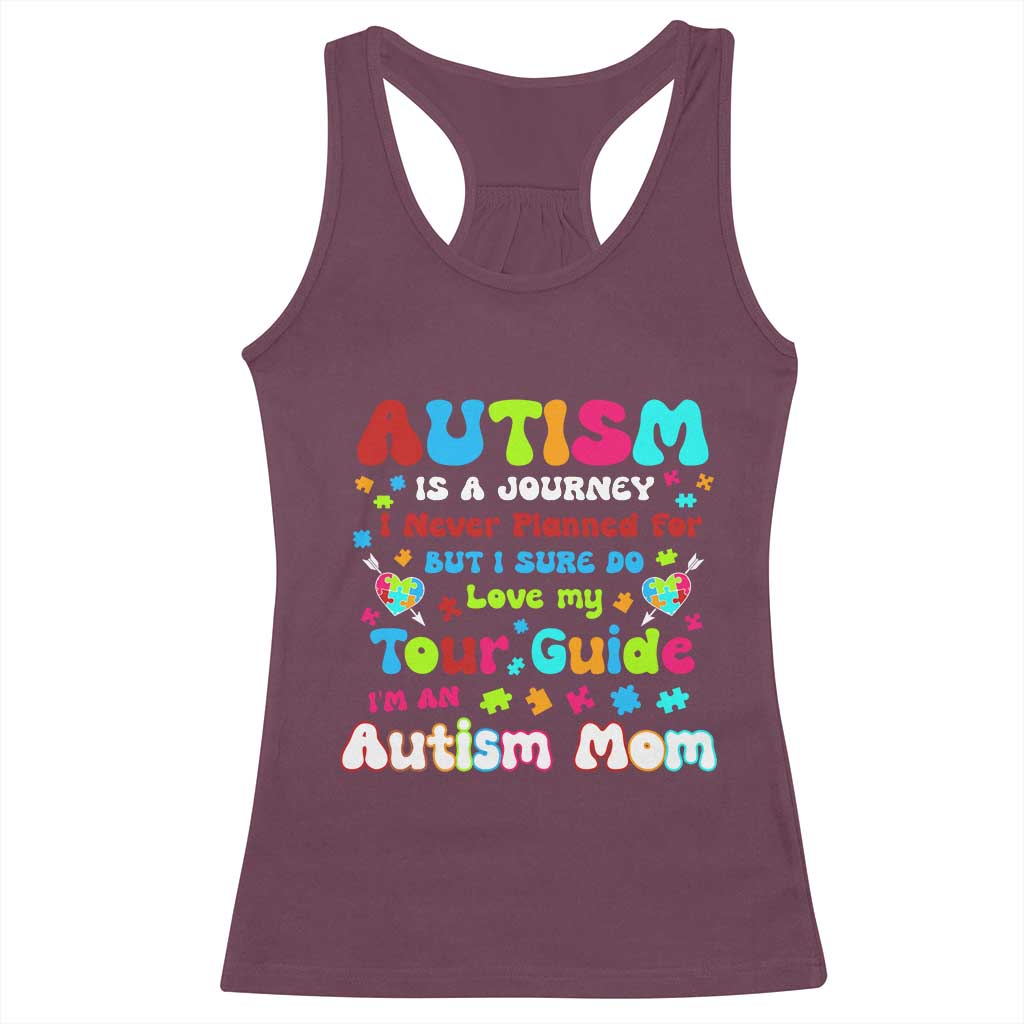 Autism Mom's Journey Racerback Tank Top TS10 Maroon Print Your Wear