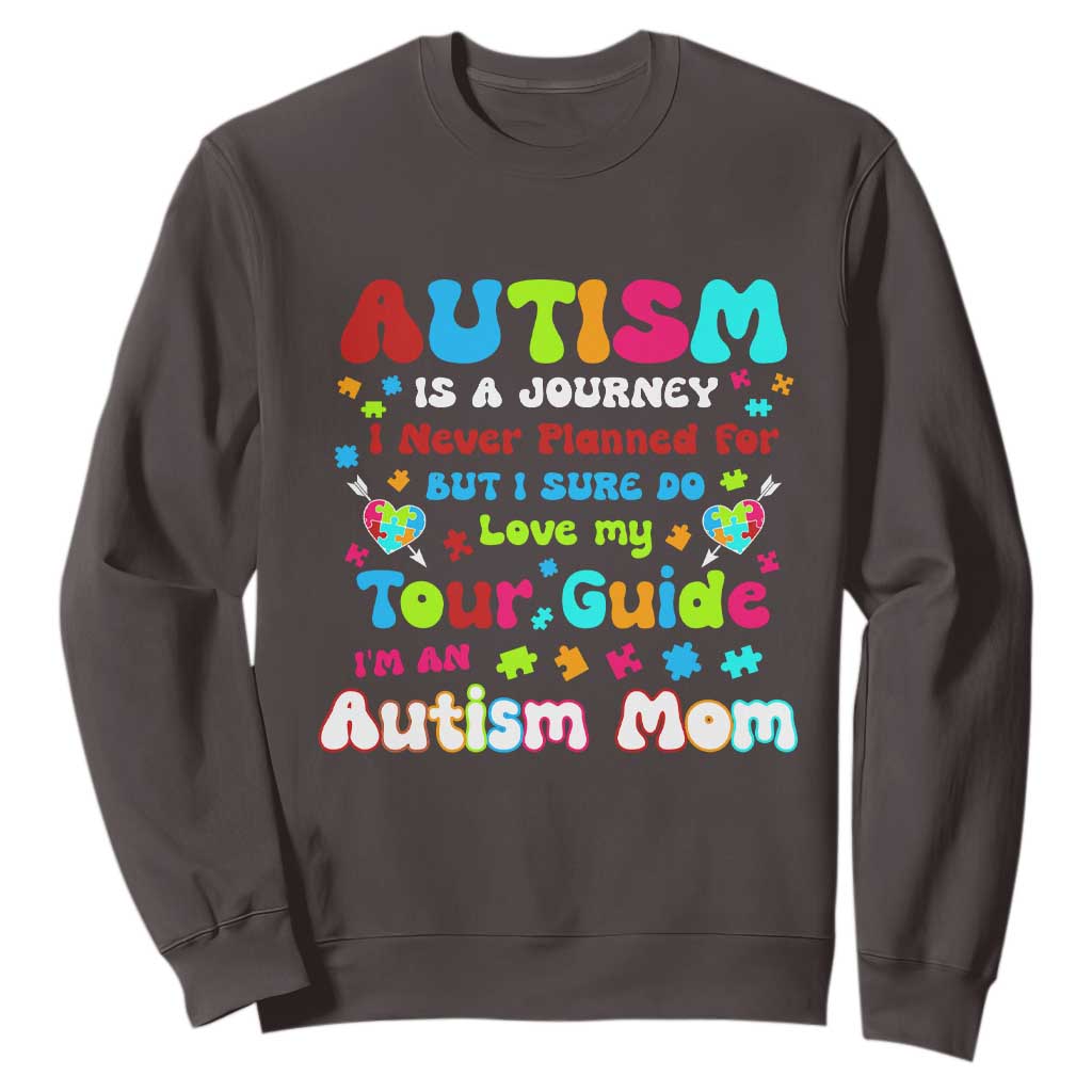 Autism Mom's Journey Sweatshirt TS10 Dark Chocolate Print Your Wear