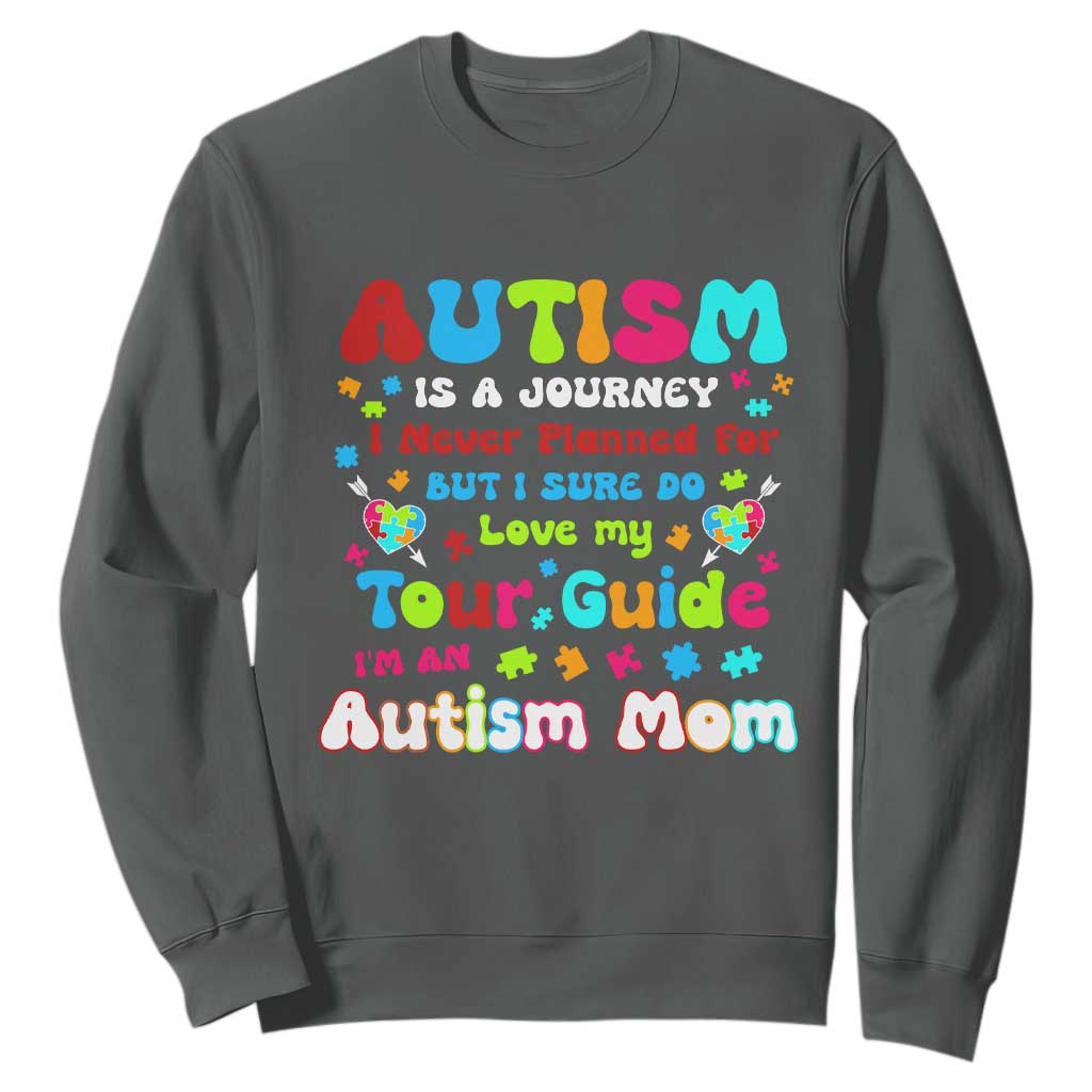 Autism Mom's Journey Sweatshirt TS10 Dark Heather Print Your Wear