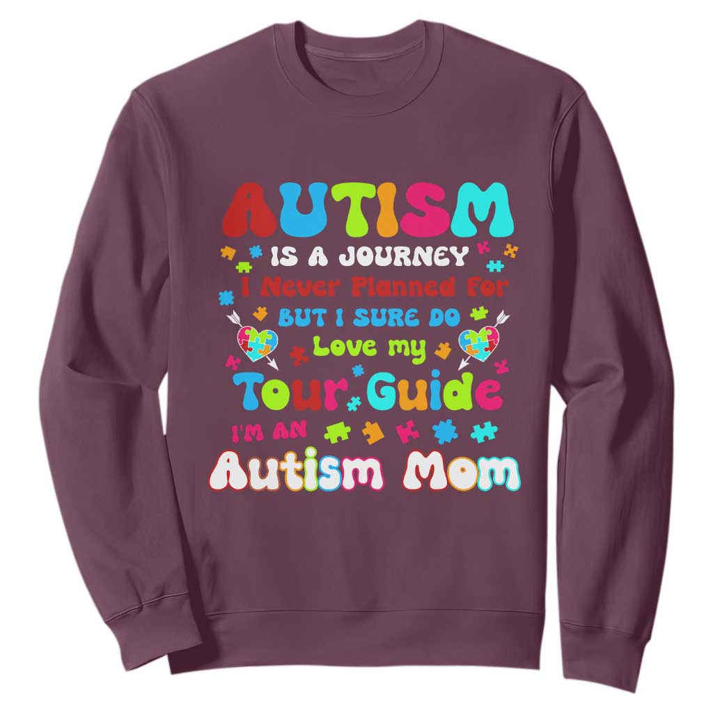 Autism Mom's Journey Sweatshirt TS10 Maroon Print Your Wear