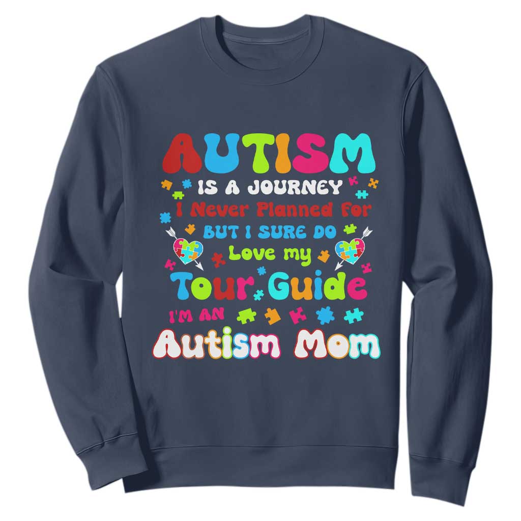 Autism Mom's Journey Sweatshirt TS10 Navy Print Your Wear