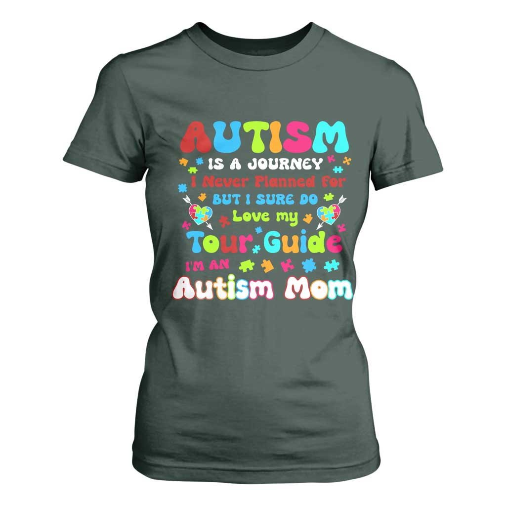 Autism Mom's Journey T Shirt For Women TS10 Dark Forest Green Print Your Wear