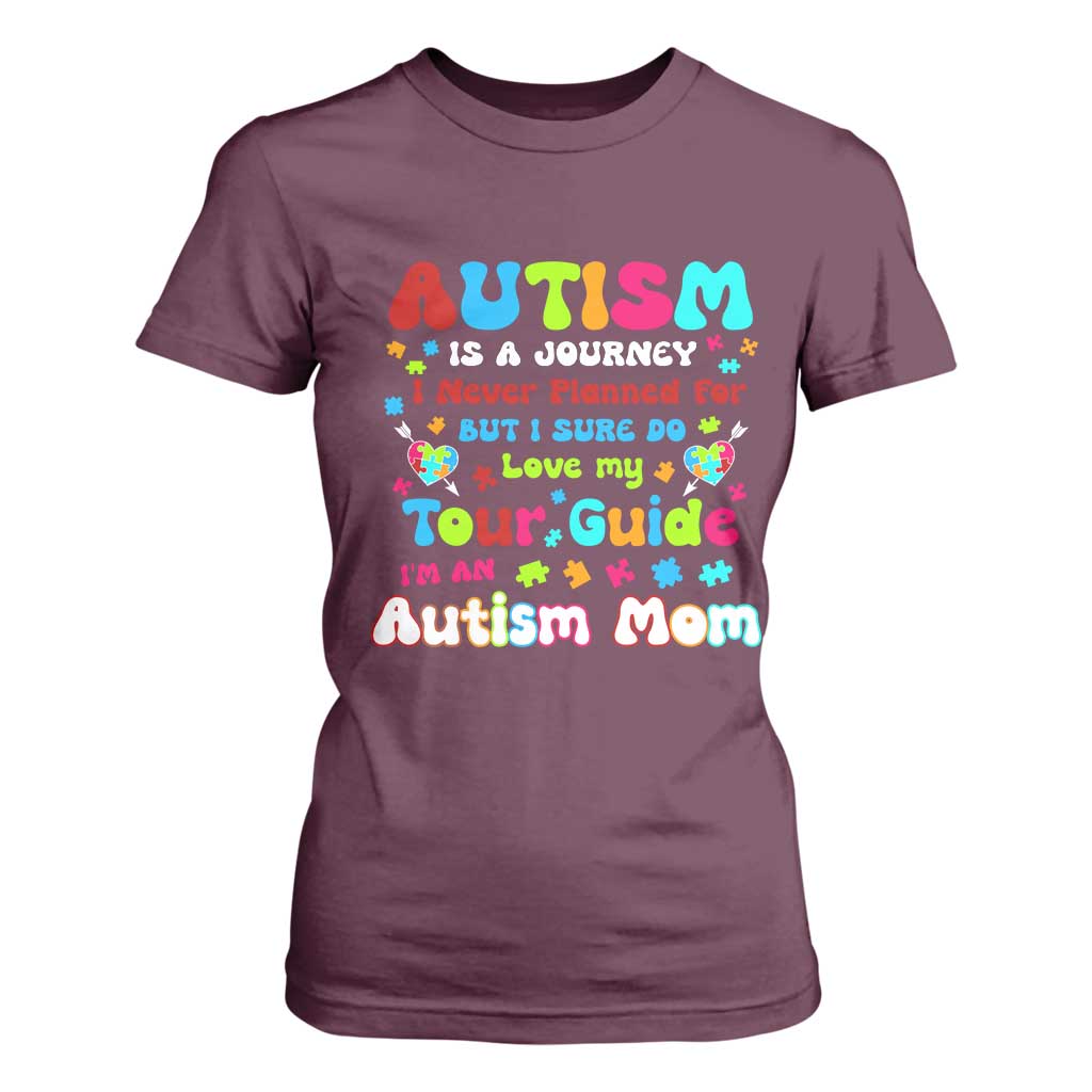 Autism Mom's Journey T Shirt For Women TS10 Maroon Print Your Wear