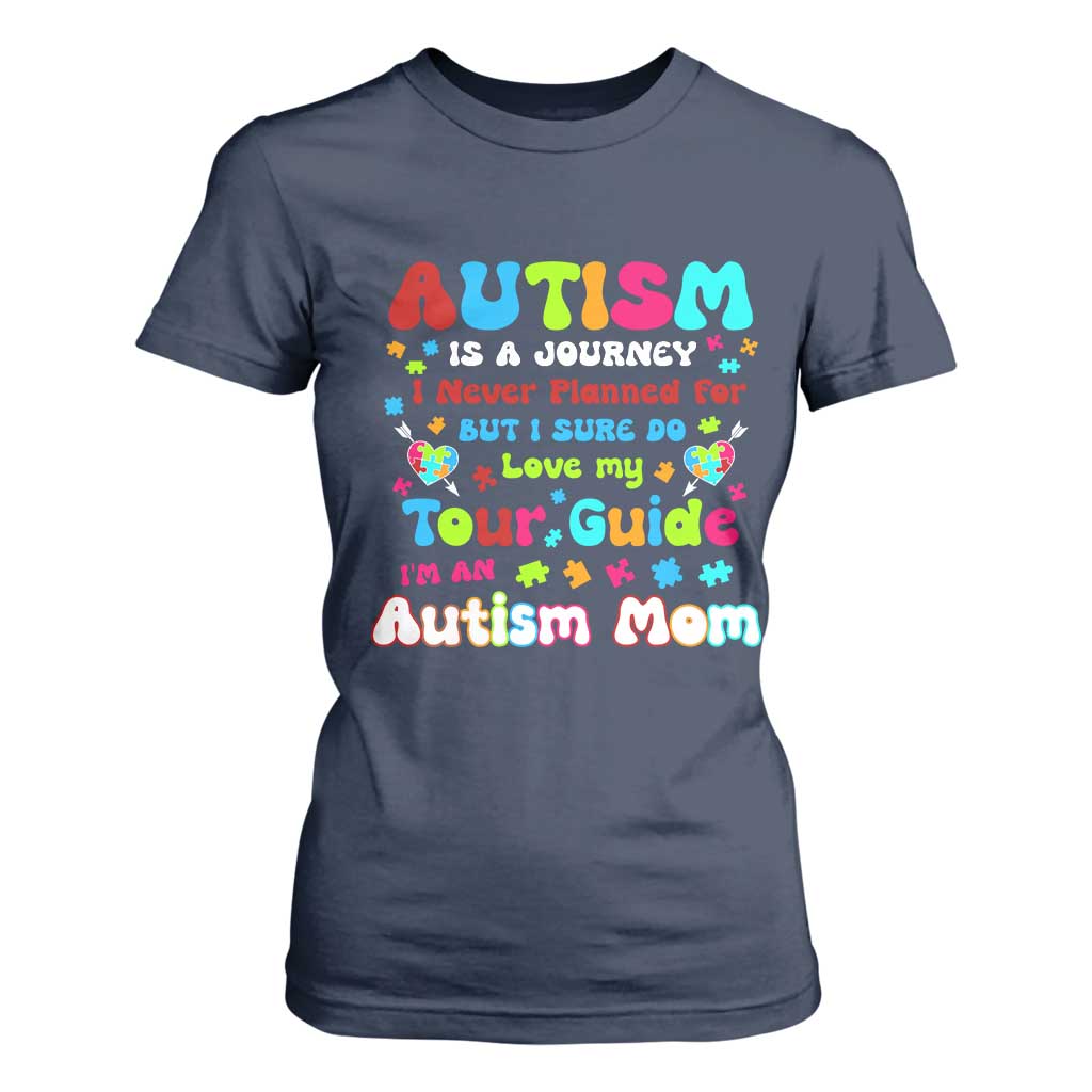 Autism Mom's Journey T Shirt For Women TS10 Navy Print Your Wear