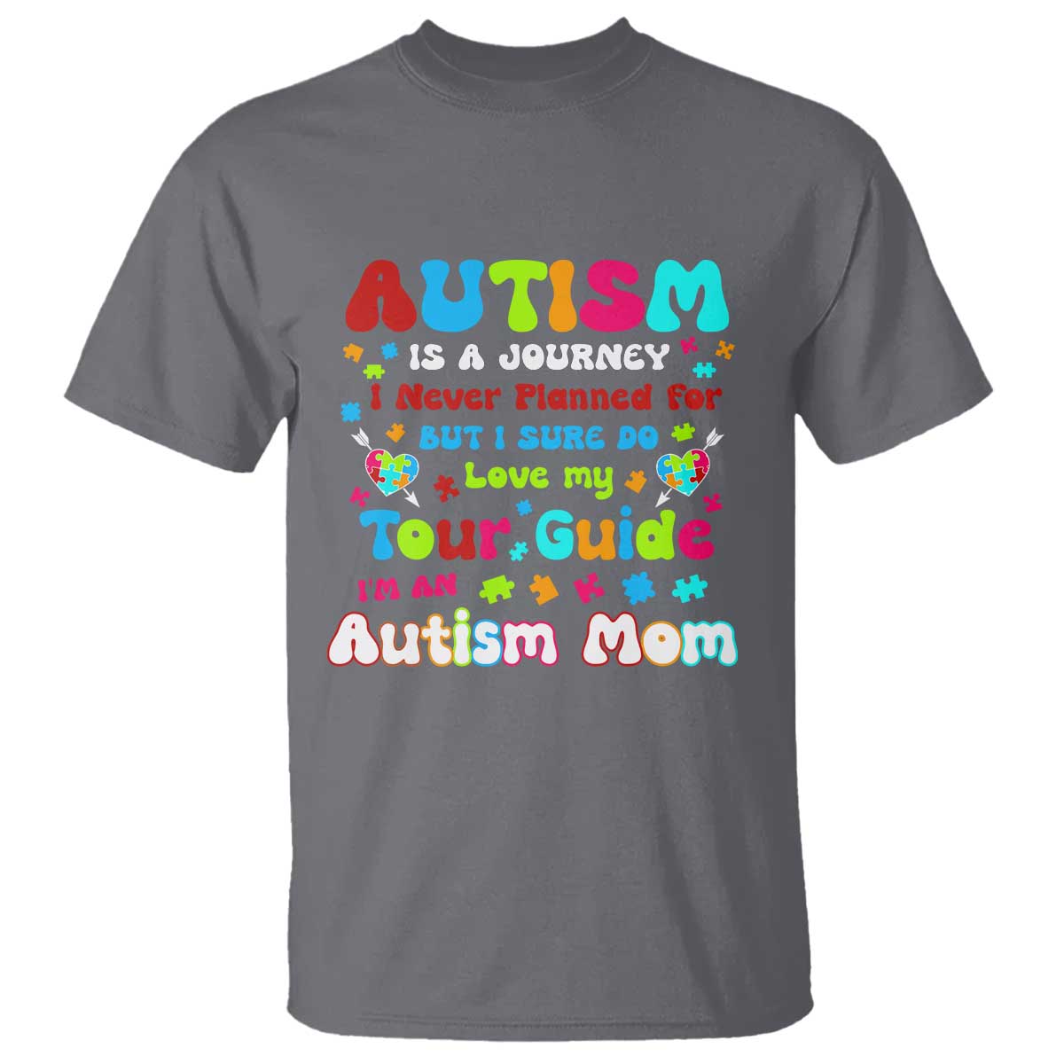 Autism Mom's Journey T Shirt TS10 Charcoal Print Your Wear