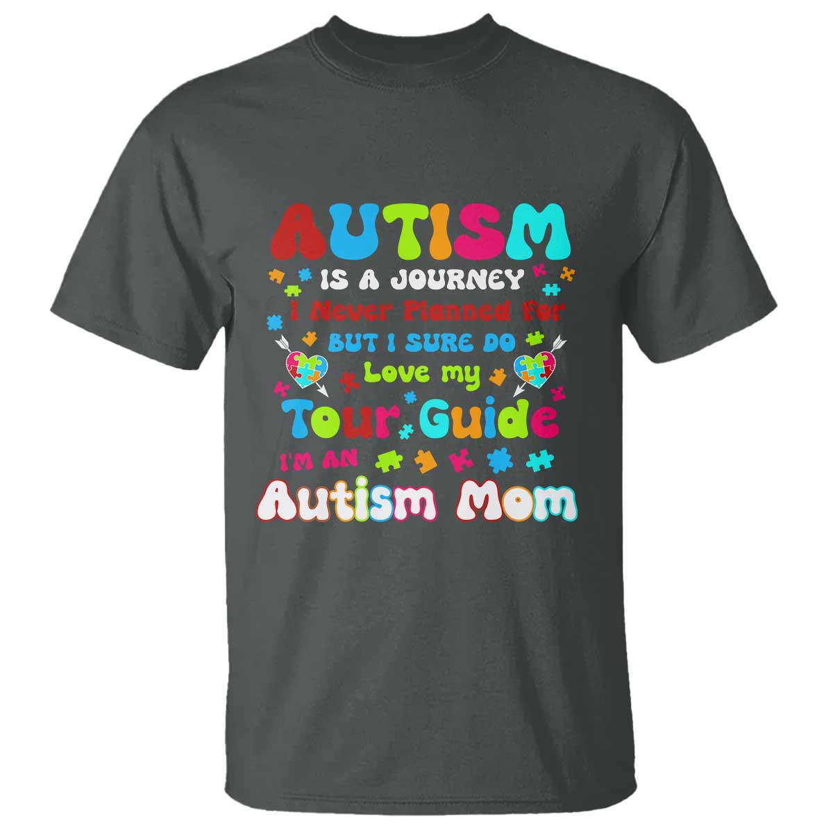 Autism Mom's Journey T Shirt TS10 Dark Heather Print Your Wear