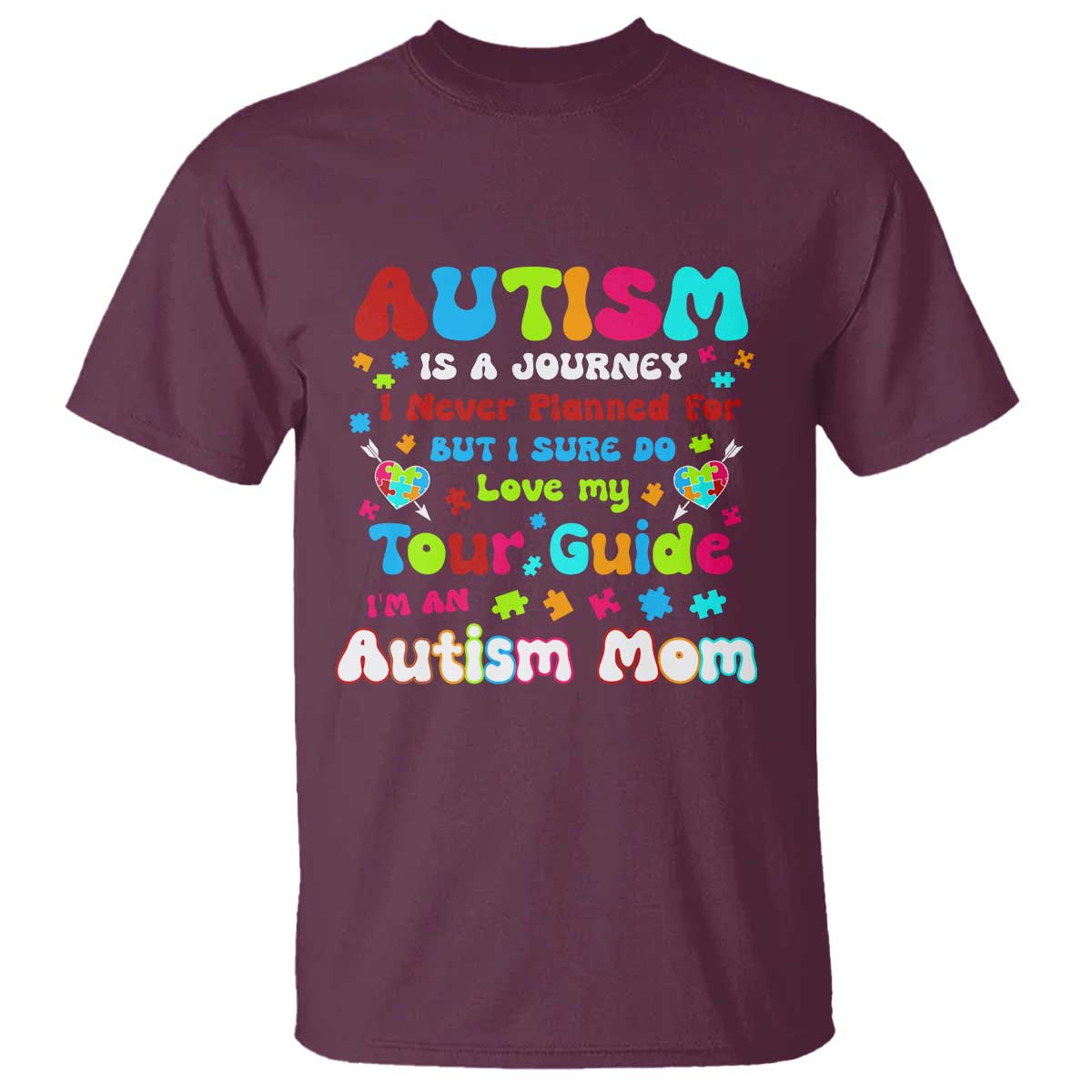 Autism Mom's Journey T Shirt TS10 Maroon Print Your Wear