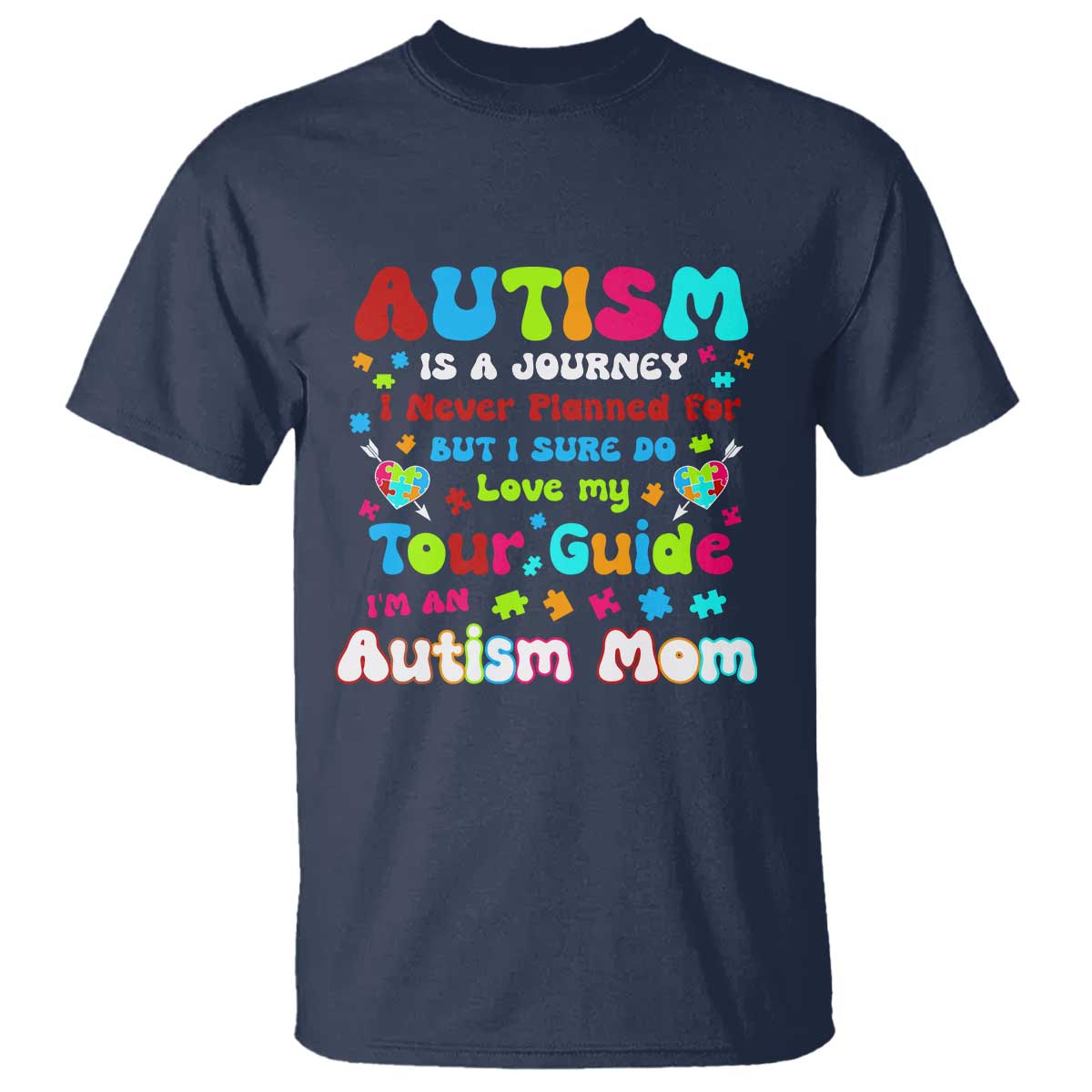 Autism Mom's Journey T Shirt TS10 Navy Print Your Wear