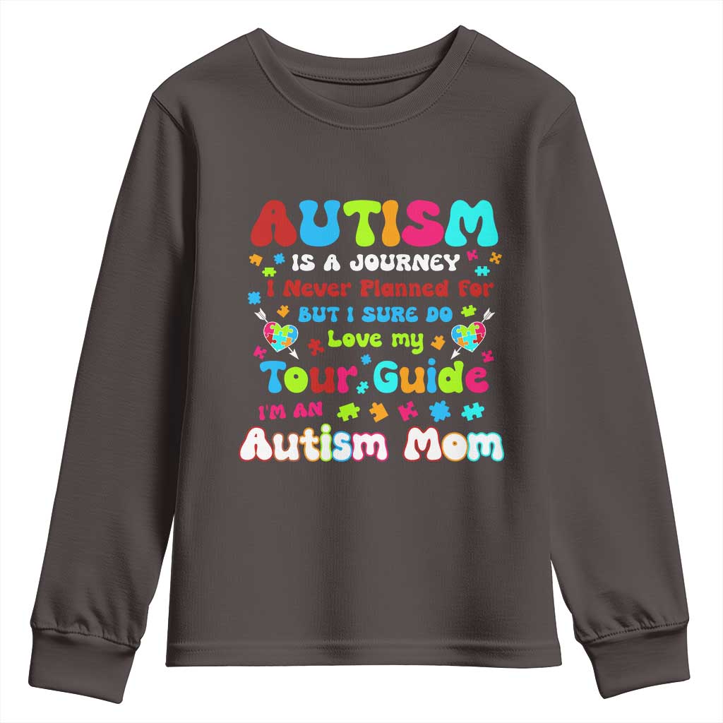 Autism Mom's Journey Youth Sweatshirt TS10 Dark Chocolate Print Your Wear