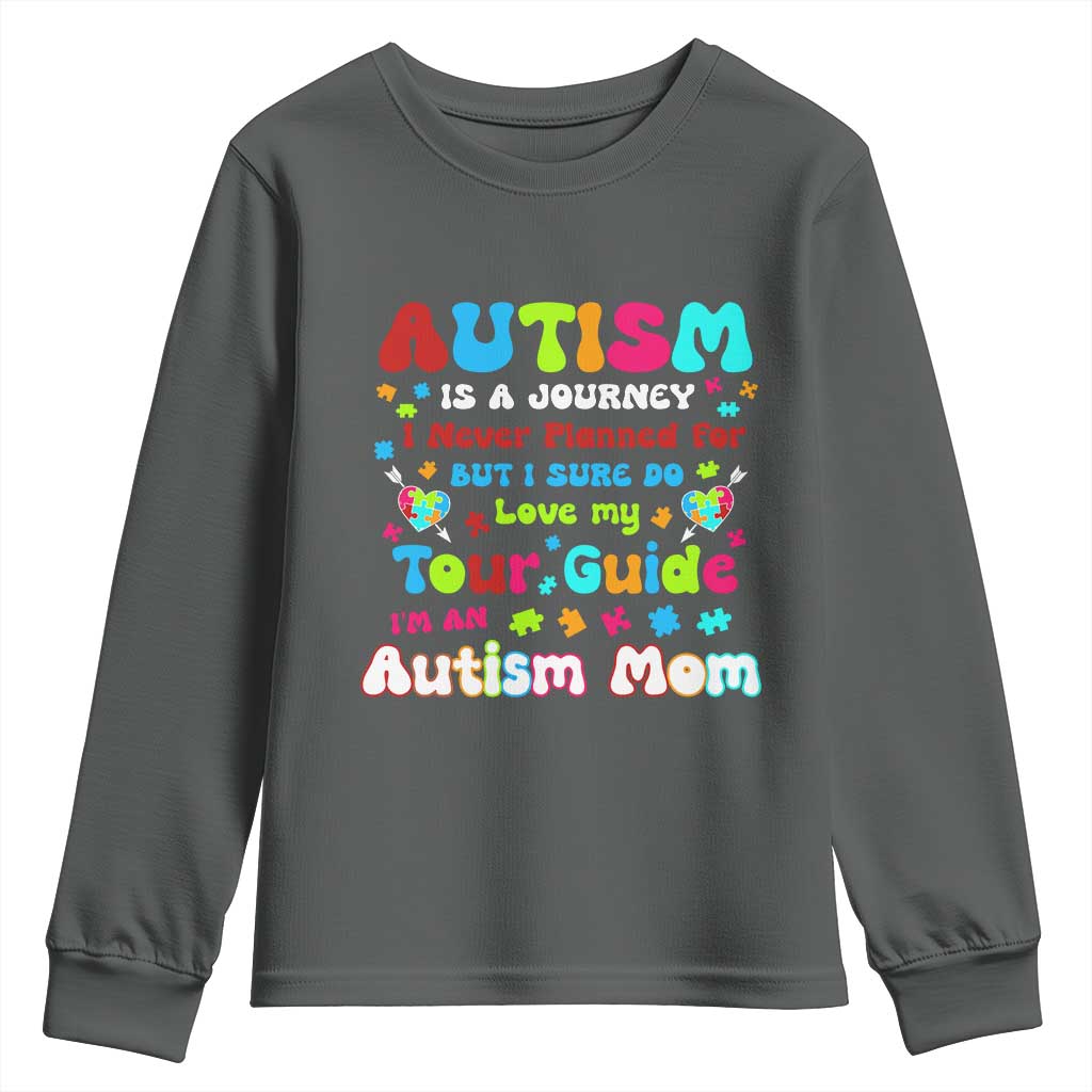 Autism Mom's Journey Youth Sweatshirt TS10 Dark Heather Print Your Wear