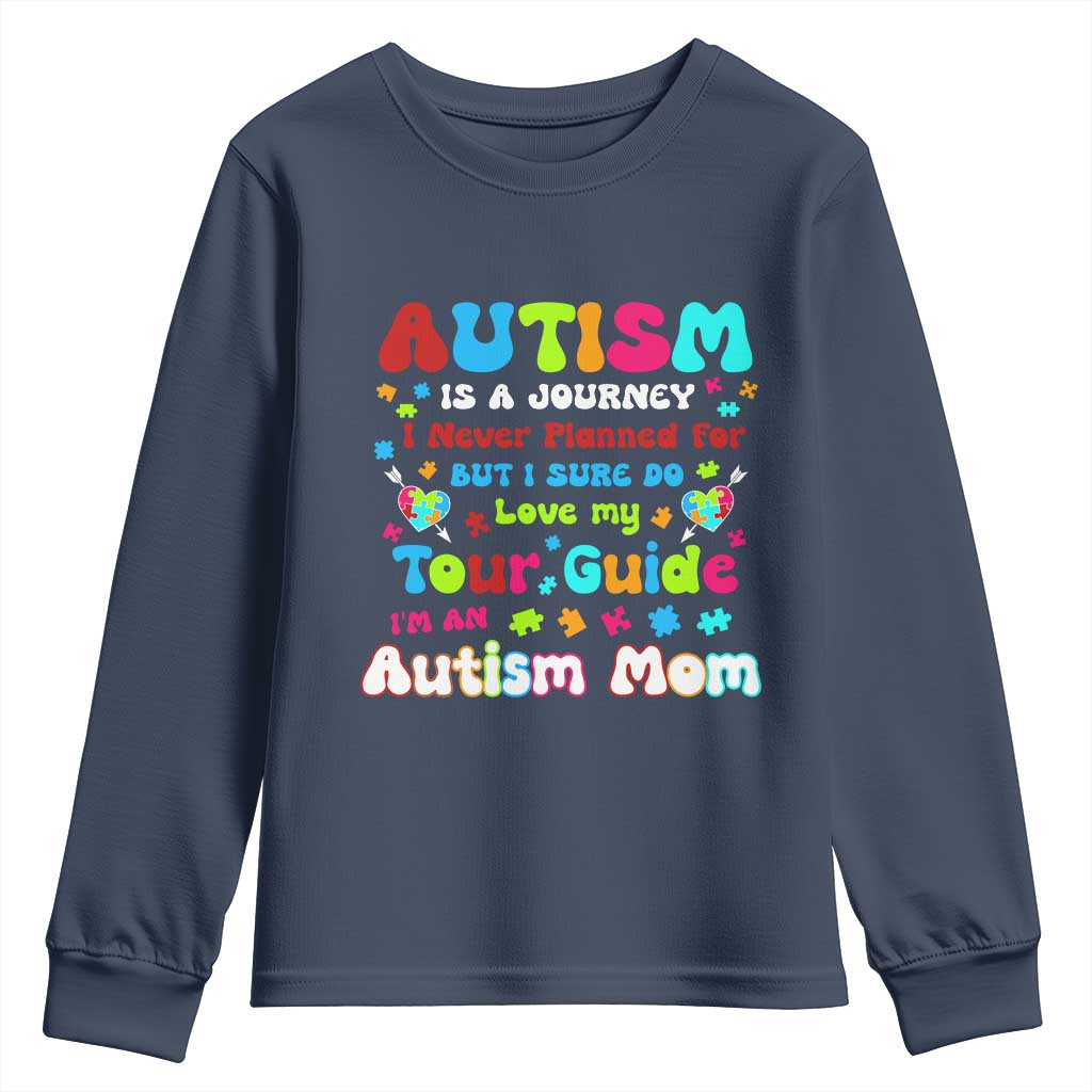 Autism Mom's Journey Youth Sweatshirt TS10 Navy Print Your Wear