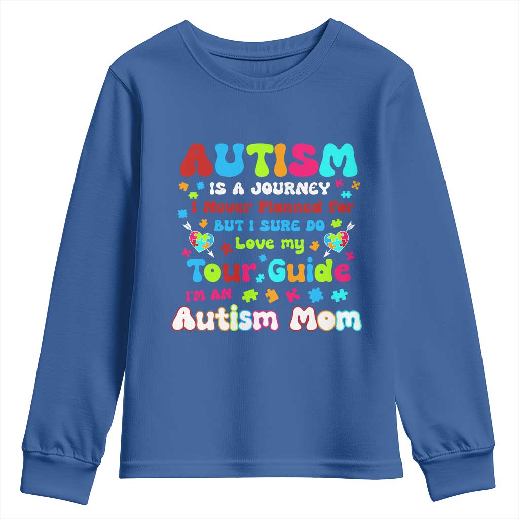 Autism Mom's Journey Youth Sweatshirt TS10 Royal Blue Print Your Wear
