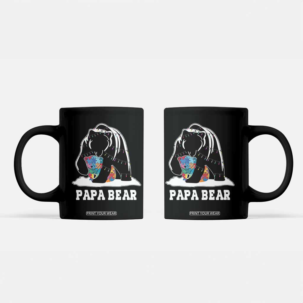 Autism Papa Bear Coffee Mug Support Autistic Matching Family Dad TS02 Black Print Your Wear