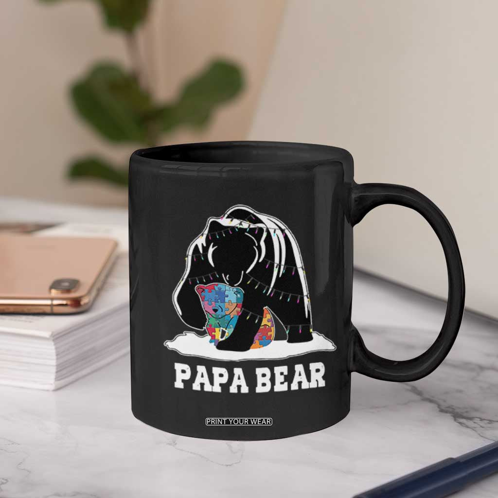 Autism Papa Bear Coffee Mug Support Autistic Matching Family Dad TS02 Print Your Wear