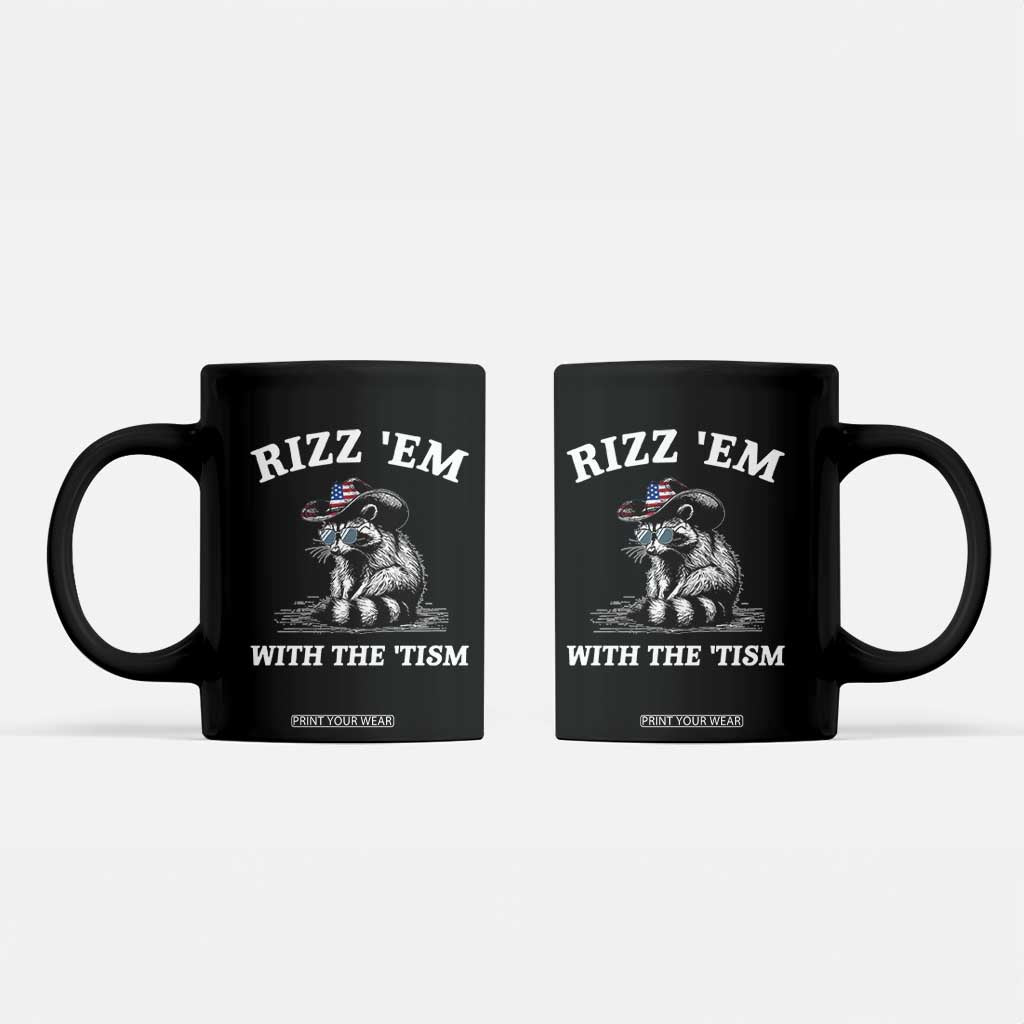 Autism Racoon Cowboy Coffee Mug Rizz Em With The Tism TS02 Black Print Your Wear