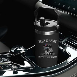 Autism Racoon Cowboy Flip Straw Tumbler Rizz Em With The Tism TS02 Print Your Wear