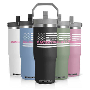 Awesome Like My Daughter Flip Straw Tumbler Girl Dad Father's Day American Flag TS10 Print Your Wear