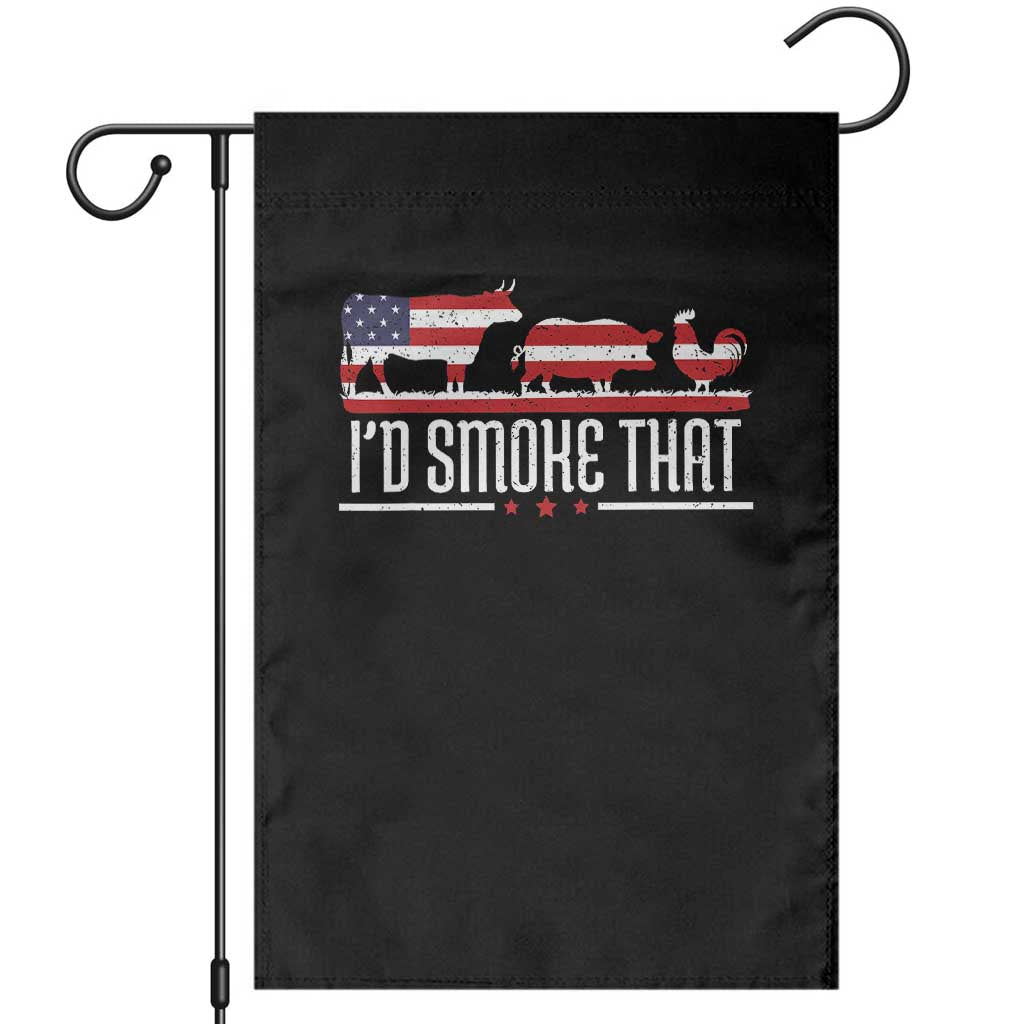 BBQ 4th July Garden Flag I'd Smoke That Patriot Barbeque Cook Chef TS10 Black Print Your Wear