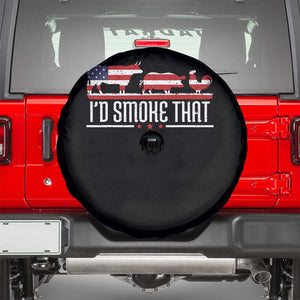 BBQ 4th July Spare Tire Cover I'd Smoke That Patriot Barbeque Cook Chef TS10 Black Print Your Wear