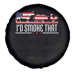 BBQ 4th July Spare Tire Cover I'd Smoke That Patriot Barbeque Cook Chef TS10 Print Your Wear