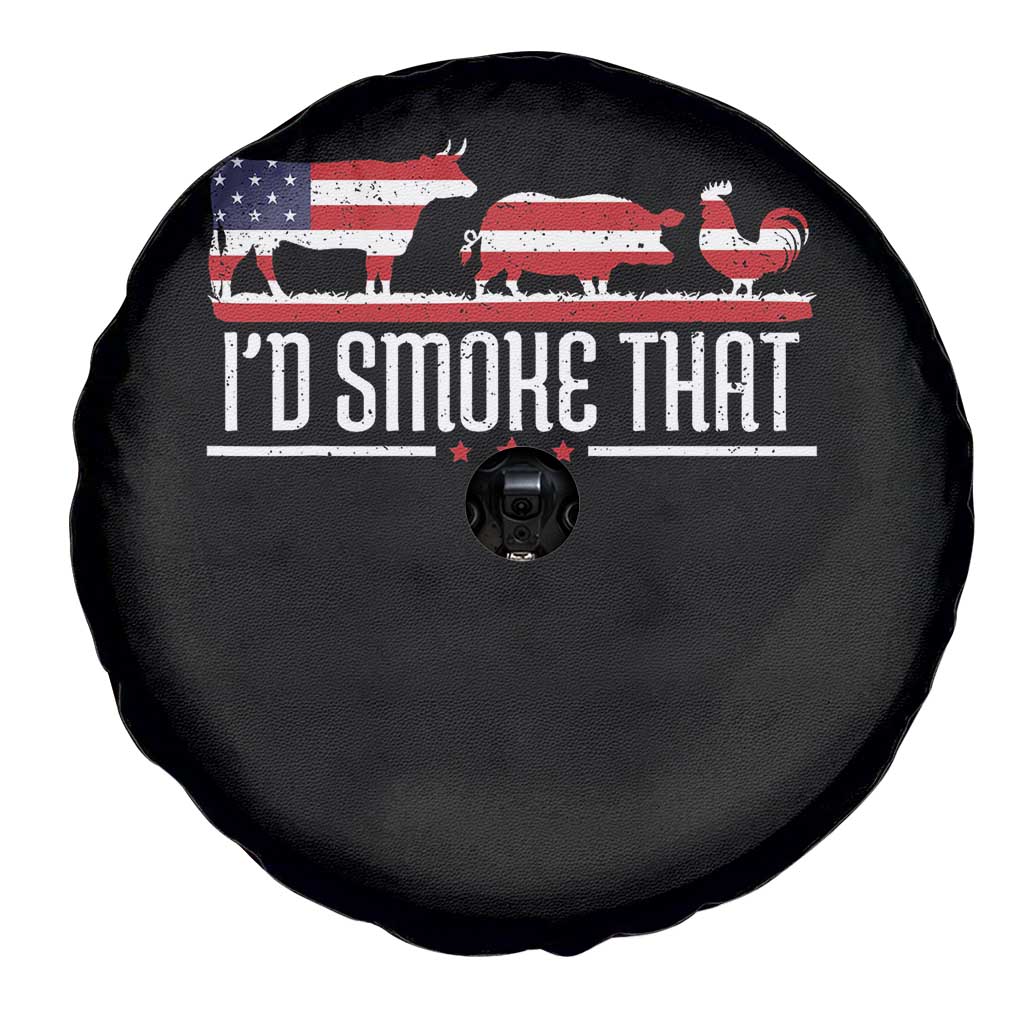 BBQ 4th July Spare Tire Cover I'd Smoke That Patriot Barbeque Cook Chef TS10 Print Your Wear