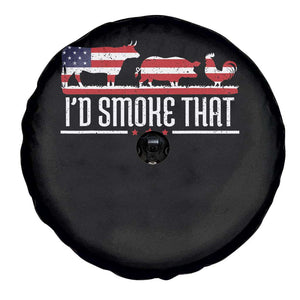 BBQ 4th July Spare Tire Cover I'd Smoke That Patriot Barbeque Cook Chef TS10 Print Your Wear