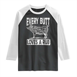 BBQ Raglan Shirt Pork Butt Rub Dad Grill Gift TS10 Black White Print Your Wear