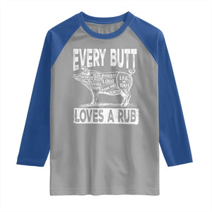 BBQ Raglan Shirt Pork Butt Rub Dad Grill Gift TS10 Sport Gray Royal Print Your Wear