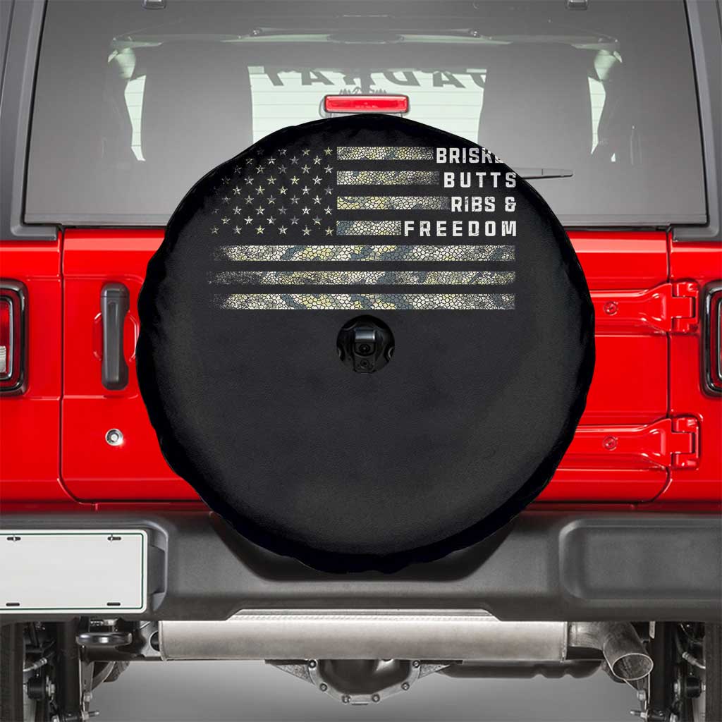 BBQ Spare Tire Cover Grilling Gifts For Grill Dad Meat Smoker Grill Camo Flag TS10 Black Print Your Wear