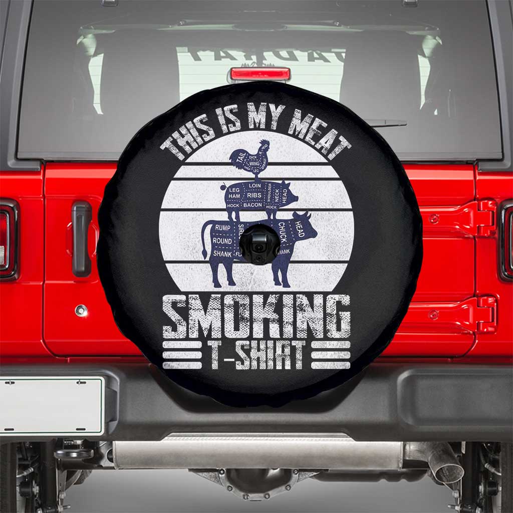 BBQ Spare Tire Cover Retro This Is My Meat Smoking Barbeque Dad TS10 Black Print Your Wear