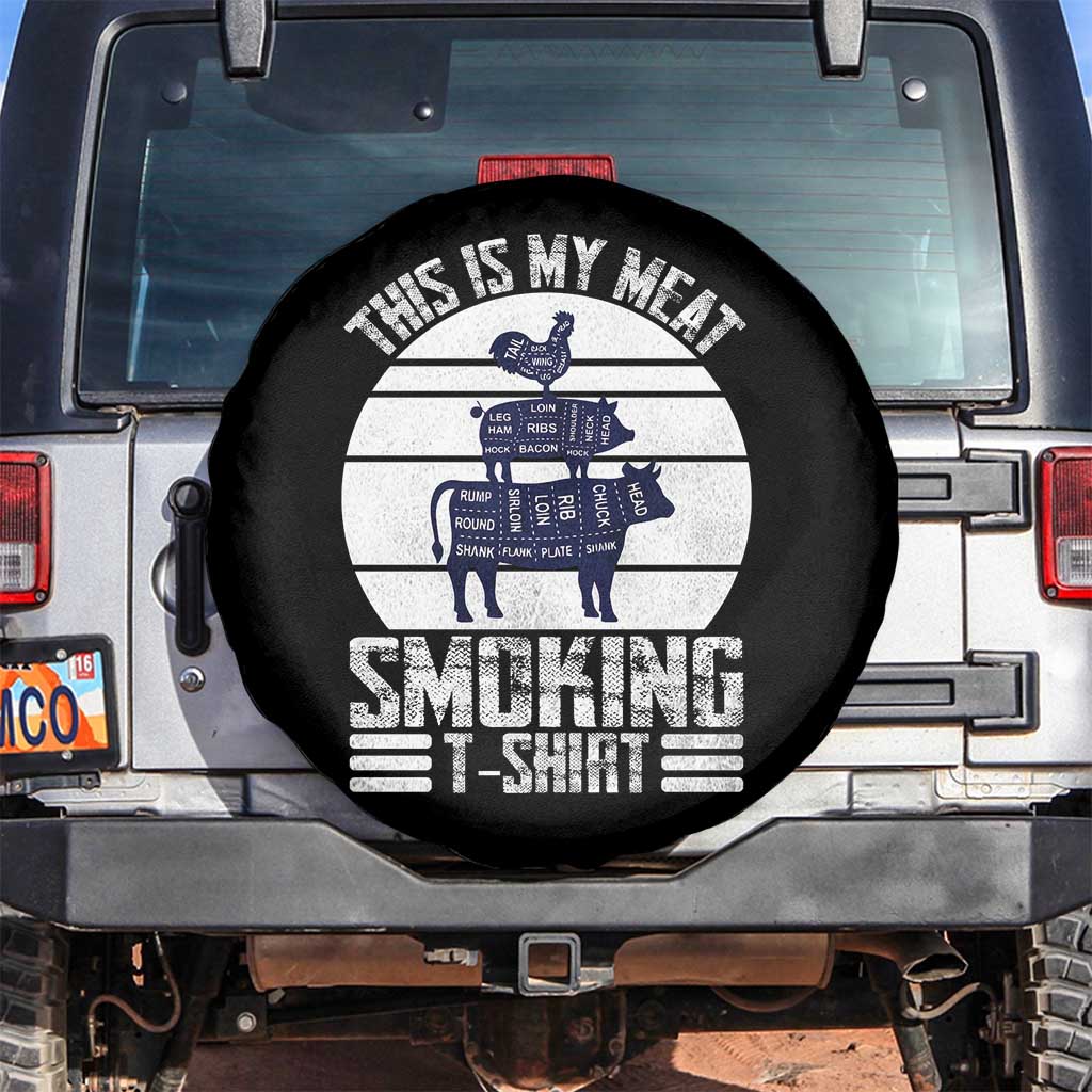 BBQ Spare Tire Cover Retro This Is My Meat Smoking Barbeque Dad TS10 No hole Black Print Your Wear