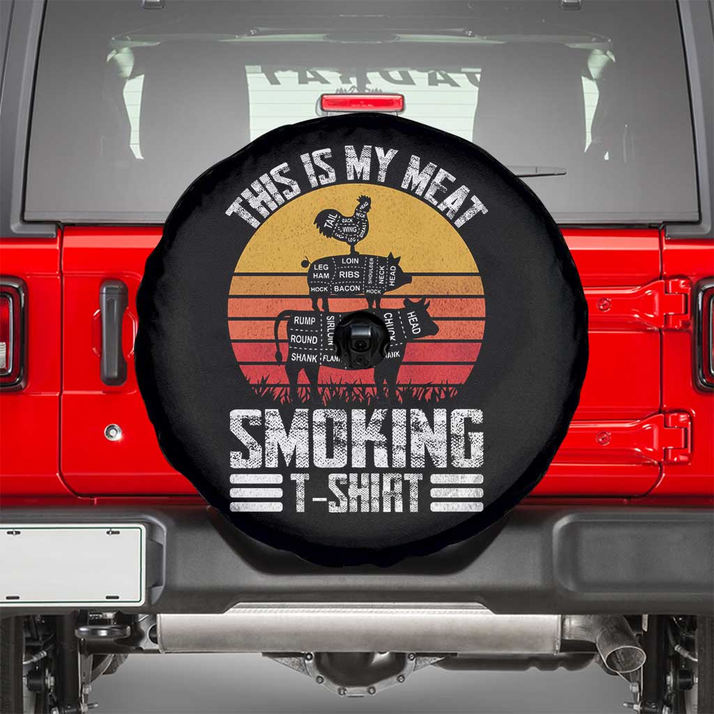 BBQ Spare Tire Cover Smoker Themed Retro Vintage My Meat Smoking TS10 Black Print Your Wear