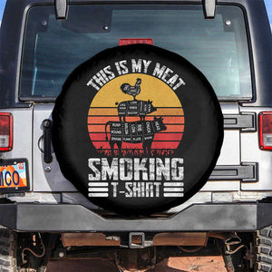 BBQ Spare Tire Cover Smoker Themed Retro Vintage My Meat Smoking TS10 No hole Black Print Your Wear