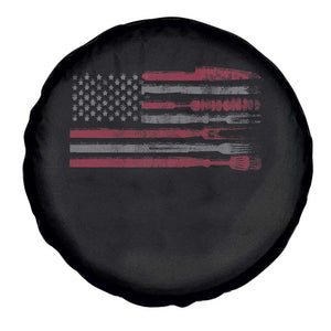 BBQ Spare Tire Cover With Red Line American Flag Meat Smoker Grilling Gifts TS10 Print Your Wear