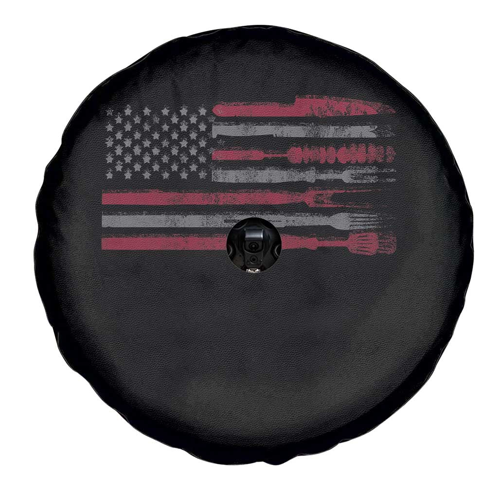 BBQ Spare Tire Cover With Red Line American Flag Meat Smoker Grilling Gifts TS10 Print Your Wear