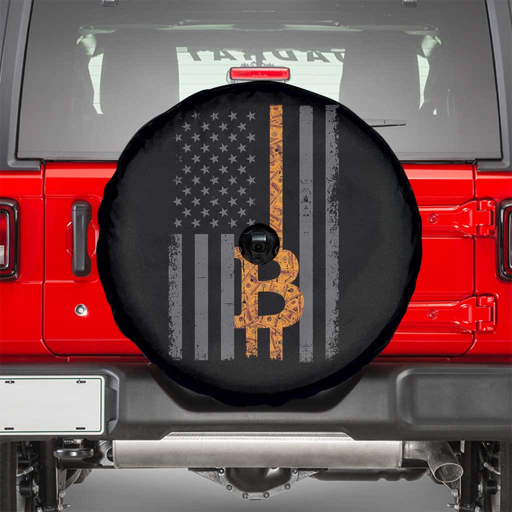BTC Bitcoin American Flag Spare Tire Cover Crypto Buy the Dip TS10 Black Print Your Wear