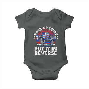 Back It Up Terry Put It In Reverse Baby Onesie Funny 4th Of July TS10 Dark Heather Print Your Wear
