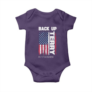 Back It Up Terry Put It In Reverse Baby Onesie Funny 4th of July Patriotic American Flag TS10 Purple Print Your Wear