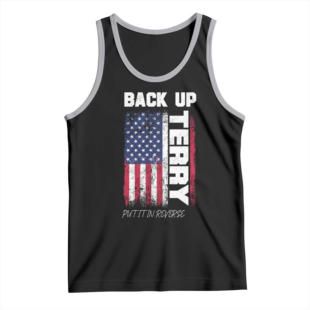Back It Up Terry Put It In Reverse Tank Top Funny 4th of July Patriotic American Flag TS10 Black Athletic Heather Print Your Wear