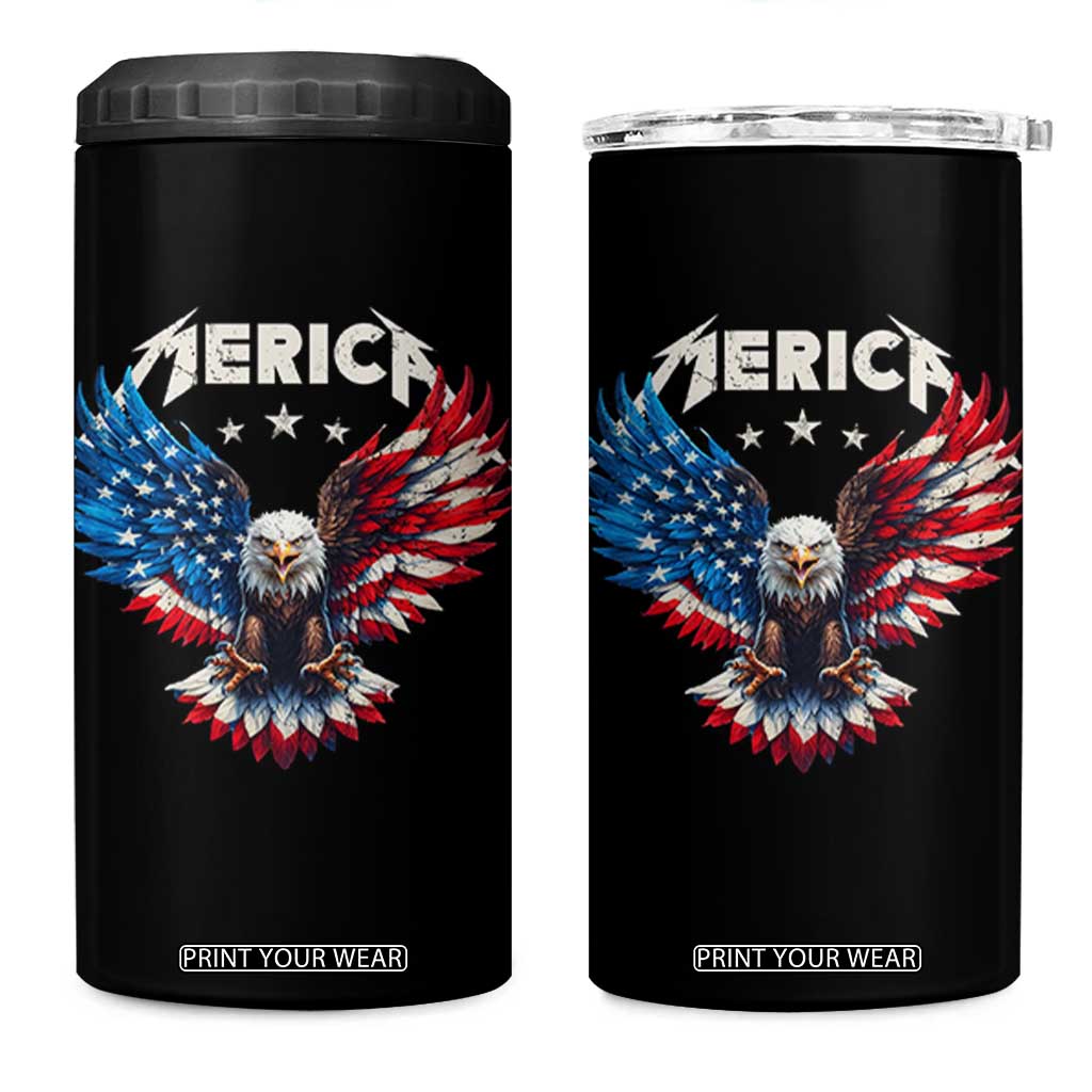 Bald Eagle Merica 4 in 1 Can Cooler Tumbler USA American Flag Patriotic 4th of July TS10 One Size: 16 oz Black Print Your Wear
