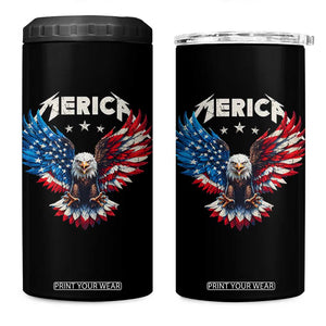 Bald Eagle Merica 4 in 1 Can Cooler Tumbler USA American Flag Patriotic 4th of July TS10 One Size: 16 oz Black Print Your Wear