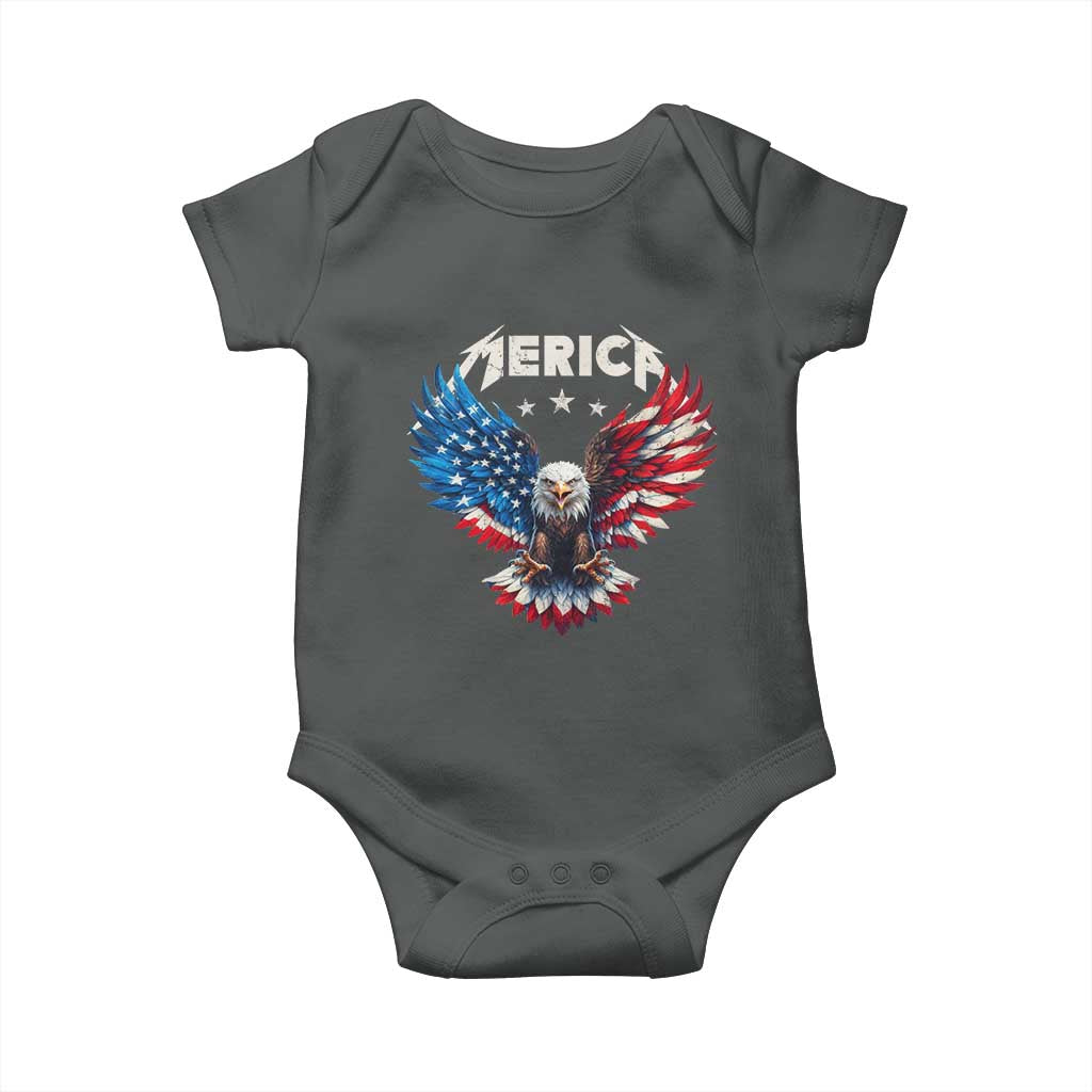 Bald Eagle Merica Baby Onesie USA American Flag Patriotic 4th of July TS10 Dark Heather Print Your Wear