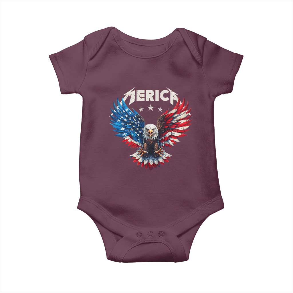 Bald Eagle Merica Baby Onesie USA American Flag Patriotic 4th of July TS10 Maroon Print Your Wear