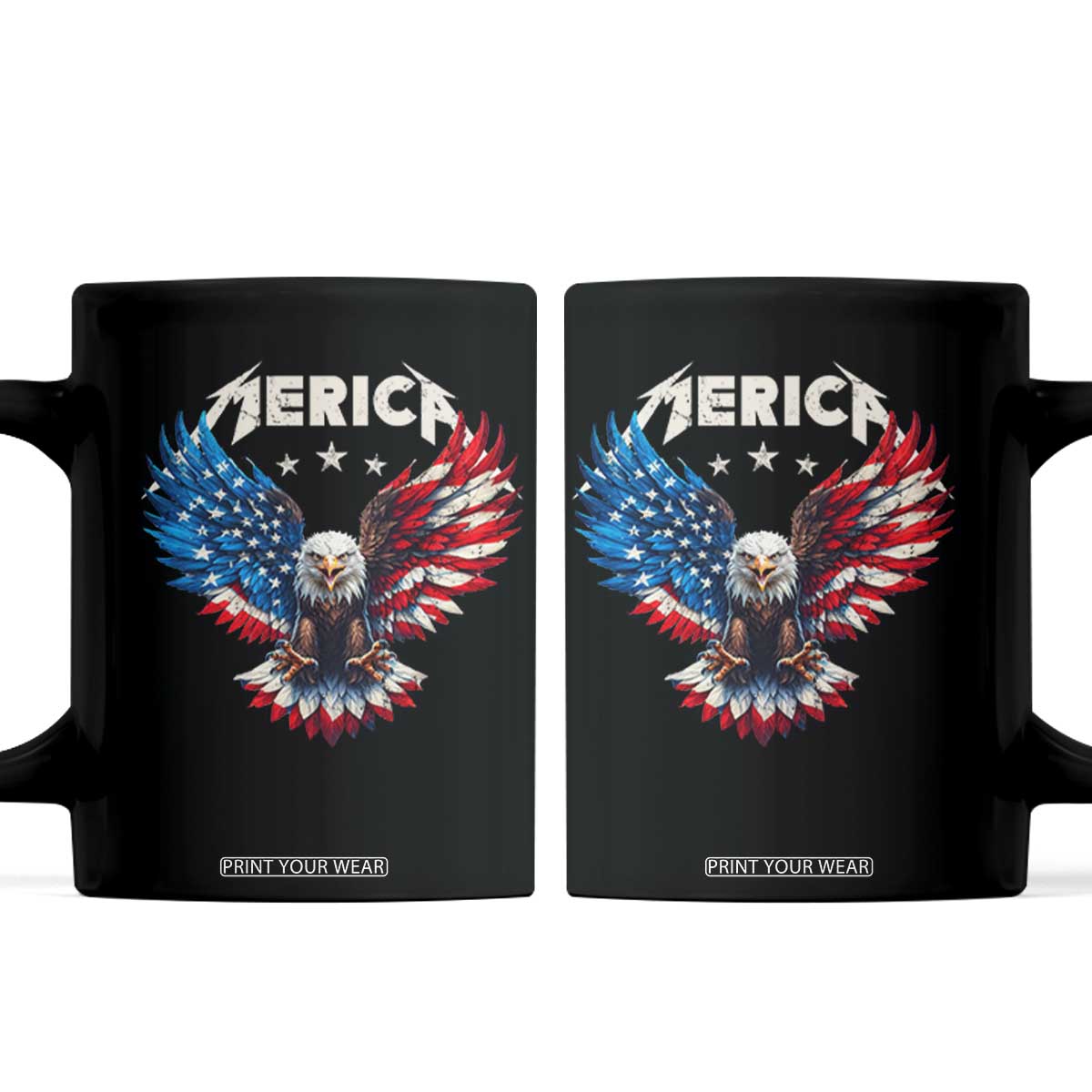 Bald Eagle Merica Coffee Mug USA American Flag Patriotic 4th of July TS10 Black Print Your Wear