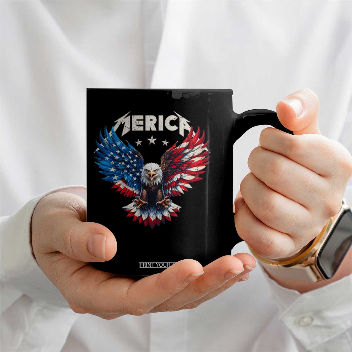 Bald Eagle Merica Coffee Mug USA American Flag Patriotic 4th of July TS10 Print Your Wear