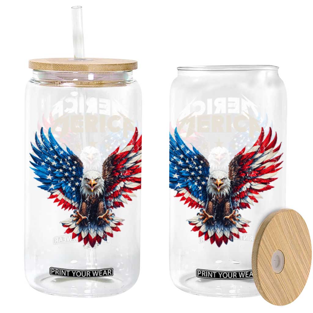 Bald Eagle Merica Glass Can USA American Flag Patriotic 4th of July TS10 Black Print Your Wear