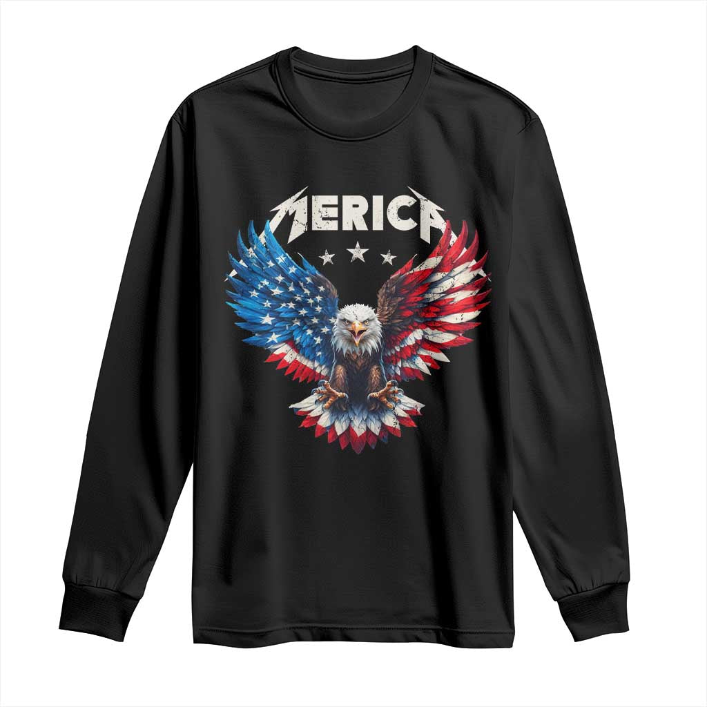 Bald Eagle Merica Long Sleeve Shirt USA American Flag Patriotic 4th of July TS10 Black Print Your Wear